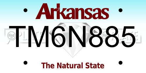 TM6N885 Arkansas License Plate