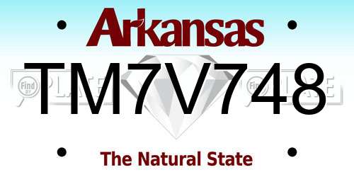 TM7V748 Arkansas License Plate