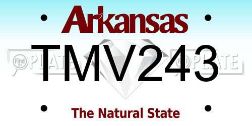 TMV243 Arkansas License Plate