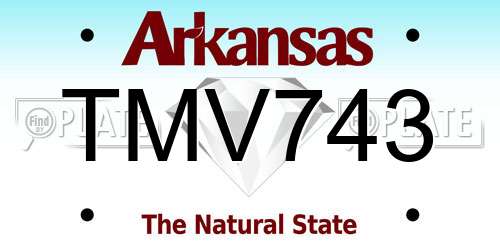 TMV743 Arkansas License Plate
