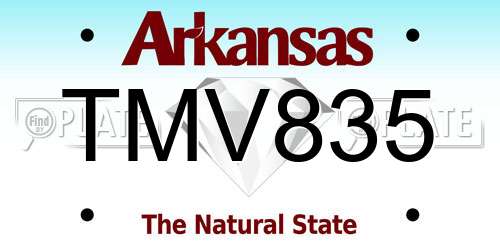 TMV835 Arkansas License Plate