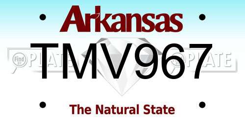 TMV967 Arkansas License Plate