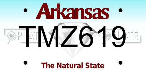 TMZ619 Arkansas License Plate
