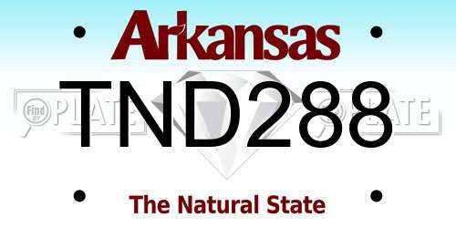 TND288 Arkansas License Plate