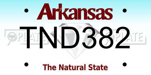 TND382 Arkansas License Plate
