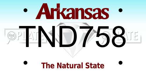 TND758 Arkansas License Plate