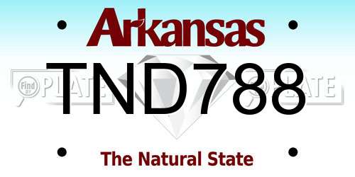 TND788 Arkansas License Plate