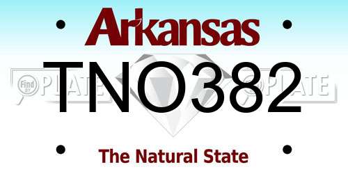 TNO382 Arkansas License Plate