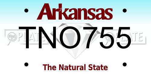 TNO755 Arkansas License Plate