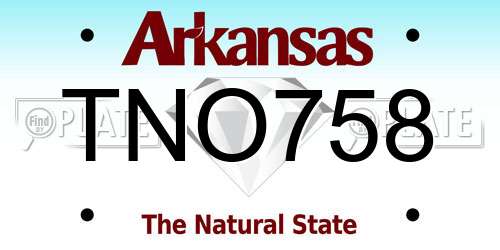 TNO758 Arkansas License Plate