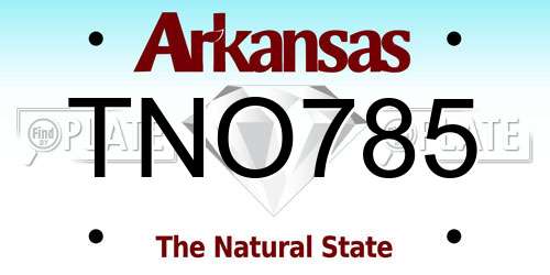 TNO785 Arkansas License Plate