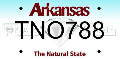 TNO788 Arkansas License Plate