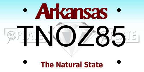 TNOZ85 Arkansas License Plate