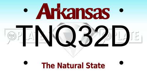 TNQ32D Arkansas License Plate