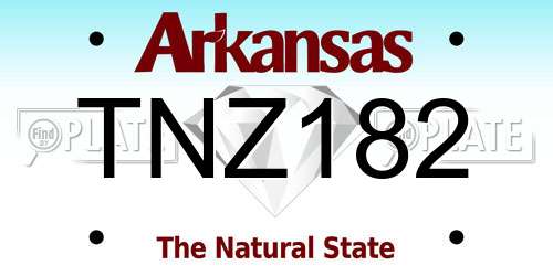 TNZ182 Arkansas License Plate