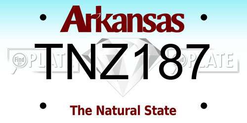TNZ187 Arkansas License Plate