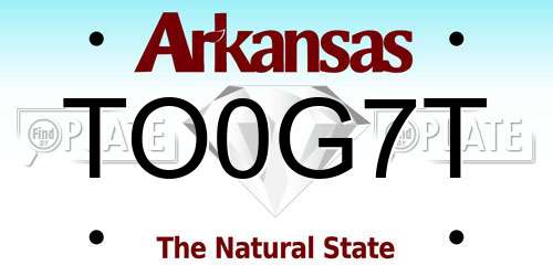 TO0G7T Arkansas License Plate