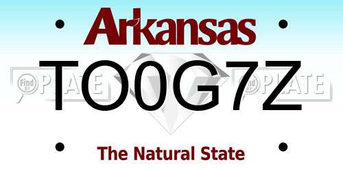 TO0G7Z Arkansas License Plate