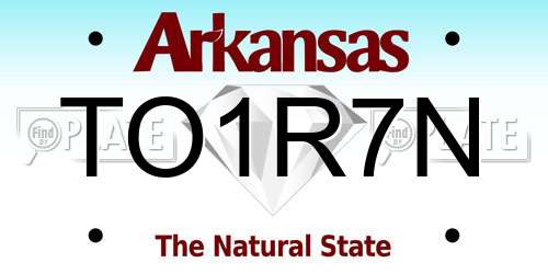 TO1R7N Arkansas License Plate