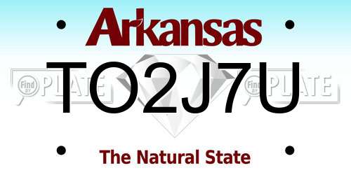 TO2J7U Arkansas License Plate