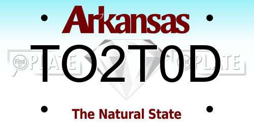 TO2T0D Arkansas License Plate