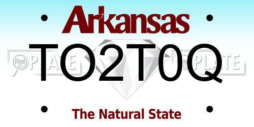 TO2T0Q Arkansas License Plate
