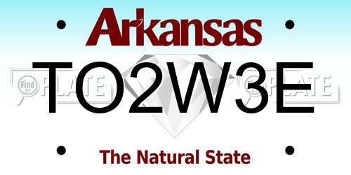 TO2W3E Arkansas License Plate