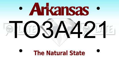 TO3A421 Arkansas License Plate