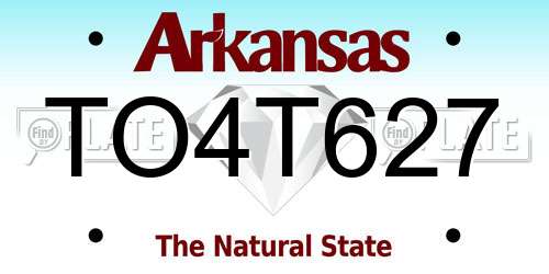 TO4T627 Arkansas License Plate