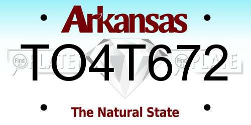 TO4T672 Arkansas License Plate