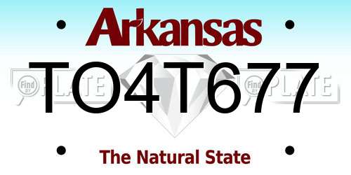 TO4T677 Arkansas License Plate