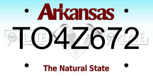 TO4Z672 Arkansas License Plate