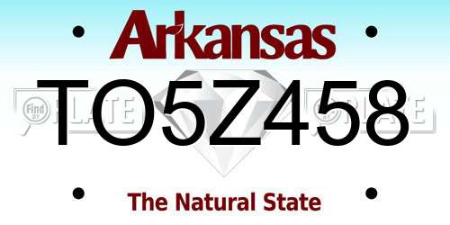 TO5Z458 Arkansas License Plate