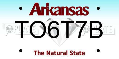 TO6T7B Arkansas License Plate