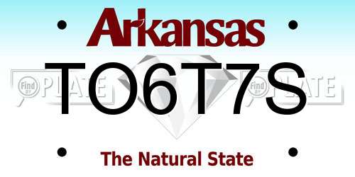TO6T7S Arkansas License Plate
