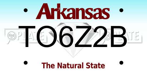 TO6Z2B Arkansas License Plate