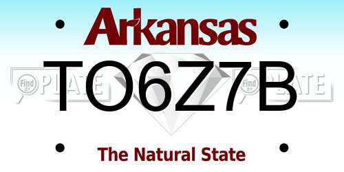 TO6Z7B Arkansas License Plate
