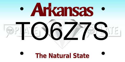 TO6Z7S Arkansas License Plate