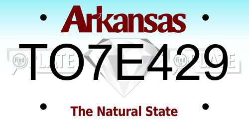 TO7E429 Arkansas License Plate