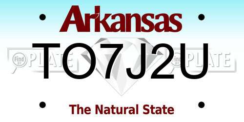 TO7J2U Arkansas License Plate