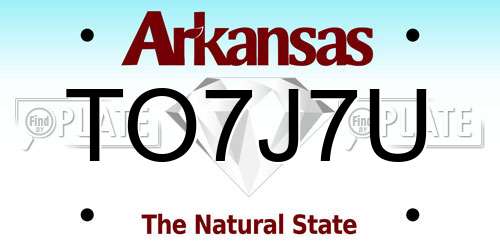 TO7J7U Arkansas License Plate