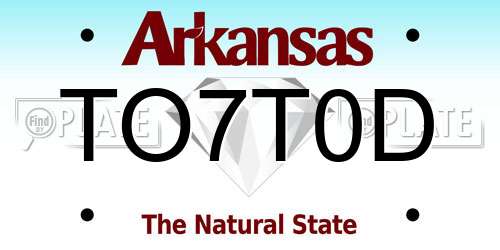TO7T0D Arkansas License Plate