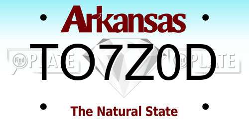 TO7Z0D Arkansas License Plate