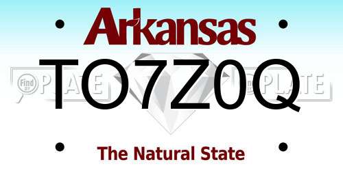 TO7Z0Q Arkansas License Plate