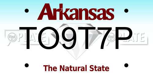 TO9T7P Arkansas License Plate