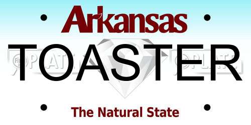 TOASTER Arkansas License Plate