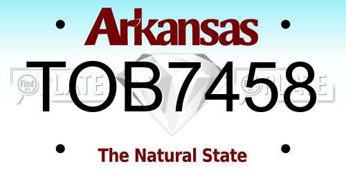 TOB7458 Arkansas License Plate