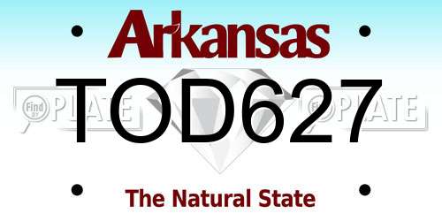TOD627 Arkansas License Plate