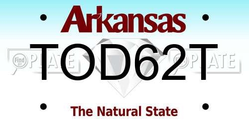 TOD62T Arkansas License Plate