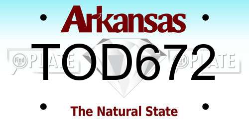 TOD672 Arkansas License Plate